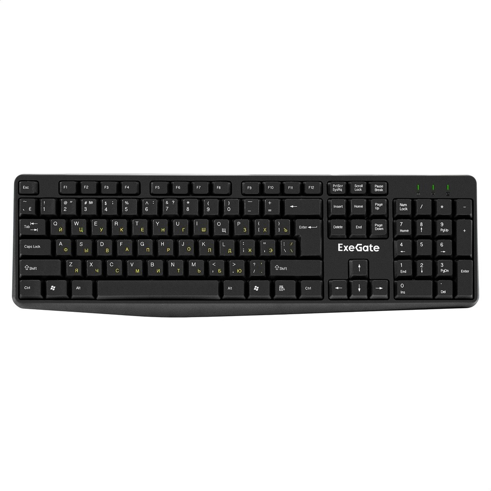 Exegate EX298364RUS  Клавиатура ExeGate Smart K120 (USB, полноразмерная, влагозащищенная, 104кл., Enter большой, длина кабеля 1,6м, черная, RTL)