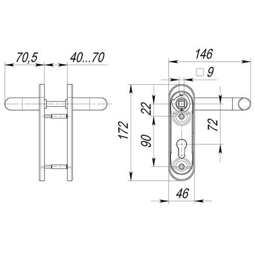 Ручки на планке "AVERS" HP-72.1303-BL (Spring)