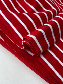 Отрез 0,4м Трикотаж рибана Breton stripes, Красный с белым