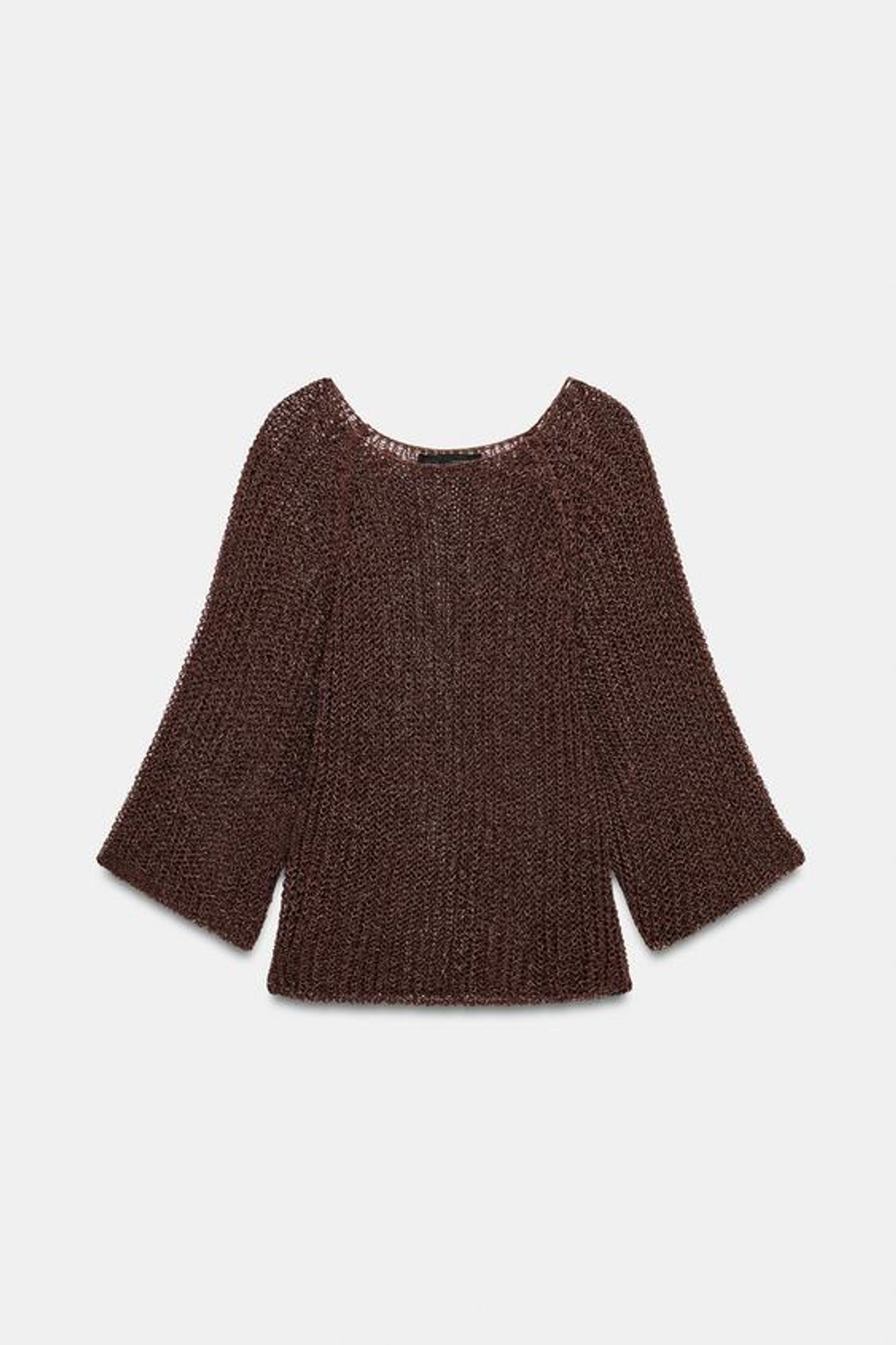 ZARA АЖУРНЫЙ СВИТЕР, КОРИЧНЕВЫЙ