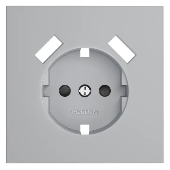 Накладка для розетки с USB A+A с заземлением и защитными шторками Voltum S70 Серый VLS000916