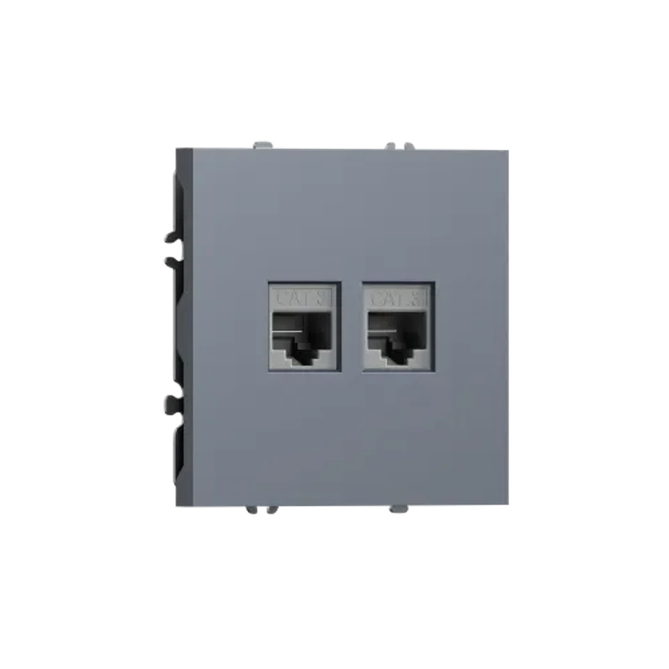 Телефонная розетка двойная RJ11 + RJ11 (cat.3/ClassE-4/4), сталь DONEL S08