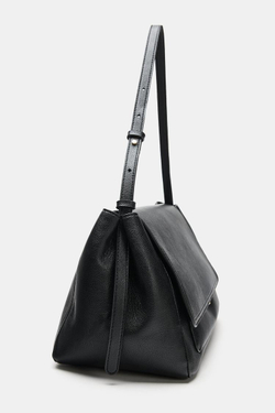 ZARA СУМКА НА ПЛЕЧО С КЛАПАНОМ, ЧЕРНЫЙ