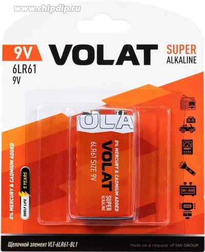 (1 шт.) VOLAT 6LR61/Крона BL-1