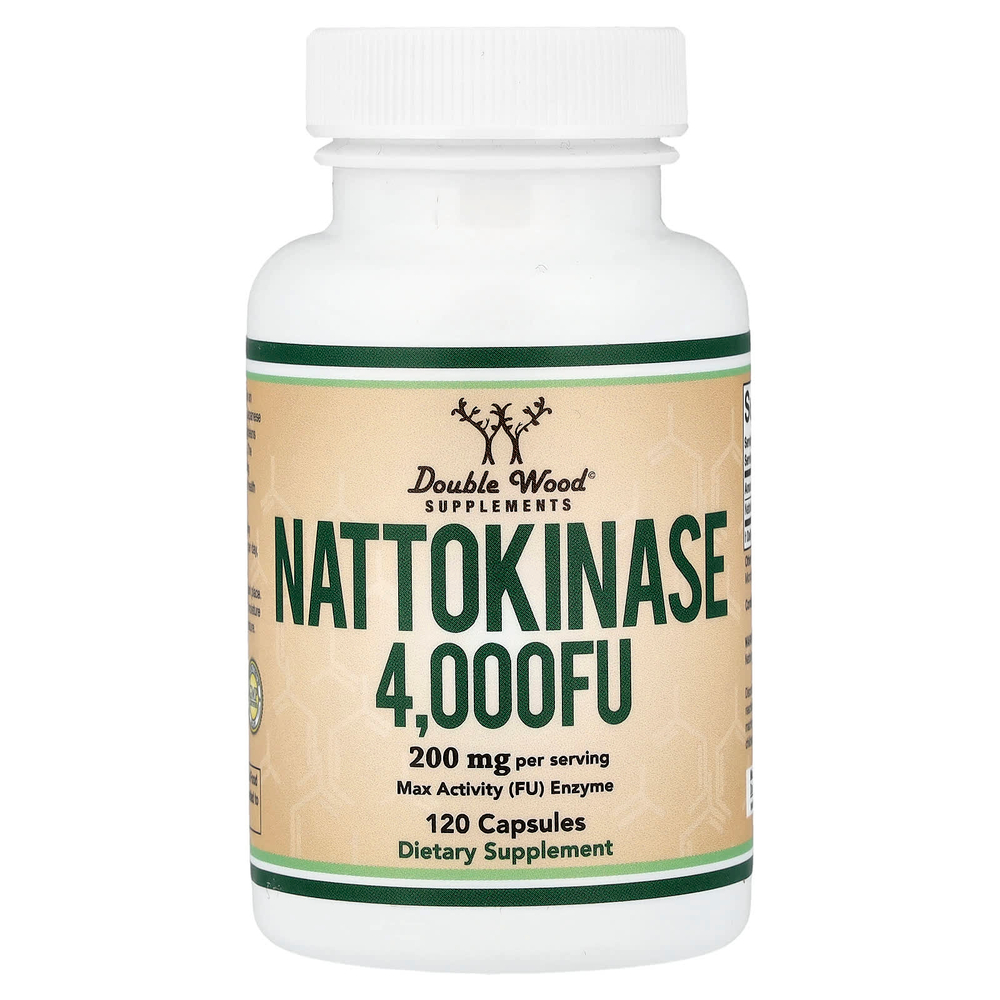 Double Wood Supplements, наттокиназа, 120 капсул (100 мг (2000 FU) в 1 капсуле)