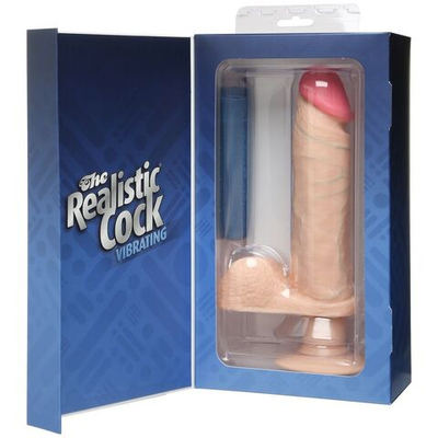 Вибромассажер реалистичной формы The Realistic Cock Vibrating 8” - 23,6 см. (Цвет: телесный)
