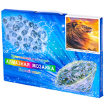 Алмазная мозаика Alingar, на подрамнике, с полным заполнением, (глянц) дизайн рамка, 30х40 см, 20 цветов, "Лев на закате"