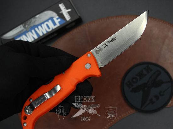 Складной нож Cold Steel 20NPJ Finn Wolf Blaze Orange c клинком из стали AUS-8A, рукоять Grivory (Griv-Ex)