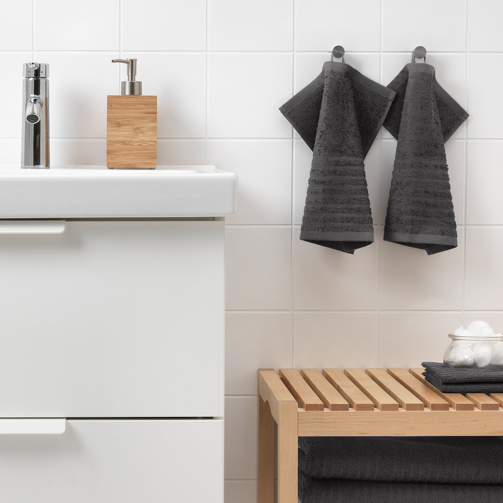 IKEA VÅGSJÖN  (ИКЕА ВОГШЁН)  -  Полотенце для лица - тёмно-серое 30x30 см