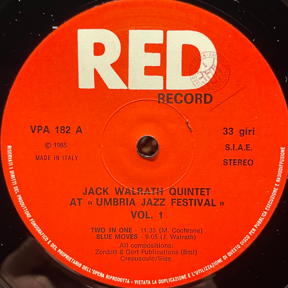 Jack Walrath Quintet ‎– At "Umbria Jazz Festival" Vol.1 (Италия 1985г.)
