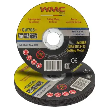 Круг отрезной 125x1.0x22.2мм-10шт WMC TOOLS WMC-CW705(10 шт к-т)