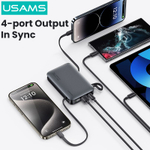 Power Bank внешний аккумулятор повербанк USAMS 10000 мАч 20W с кабелем