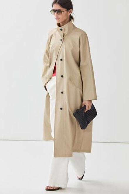 Massimo Dutti Тренч с высоким воротником из 100% хлопока, светло-бежевый
