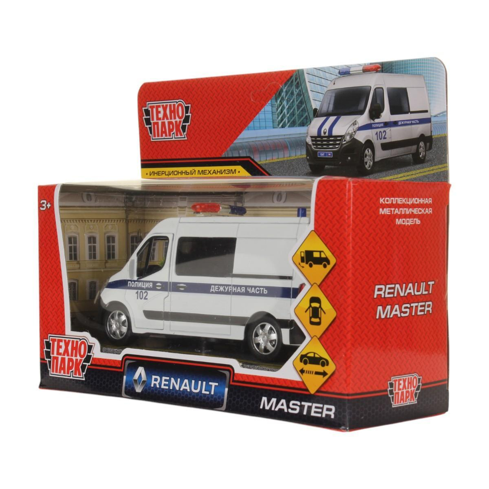 Модель ин. мет. "Renault Master. Полиция" 14см, белый, открыв. дв. коробка MASTER-14POL-WH (Технопарк)