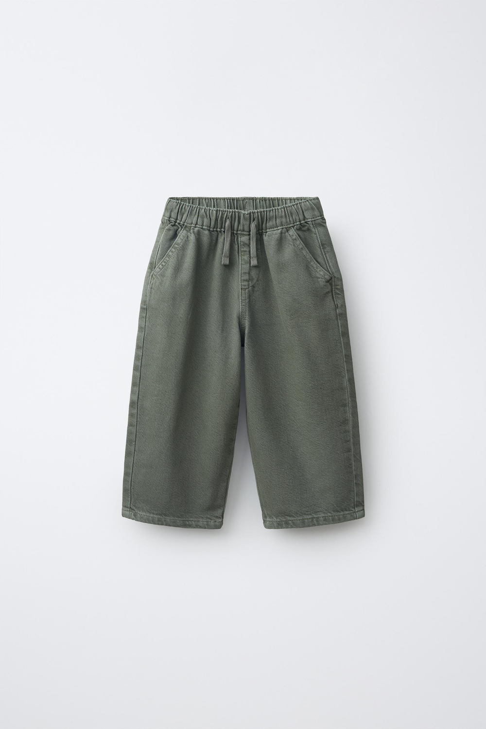 ZARA ДЖИНСЫ BAGGY ИЗ САРЖИ, ЗЕЛЕНЫЙ