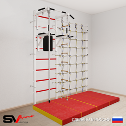 Шведская стенка Sv Sport 57540 (Турник стандарт/Брусья/Канат/Лестница/Мат 2м/Канатный лаз)