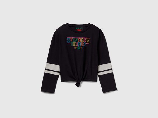 Benetton Футболка из 100% хлопка c принтом «Stranger Things», черный