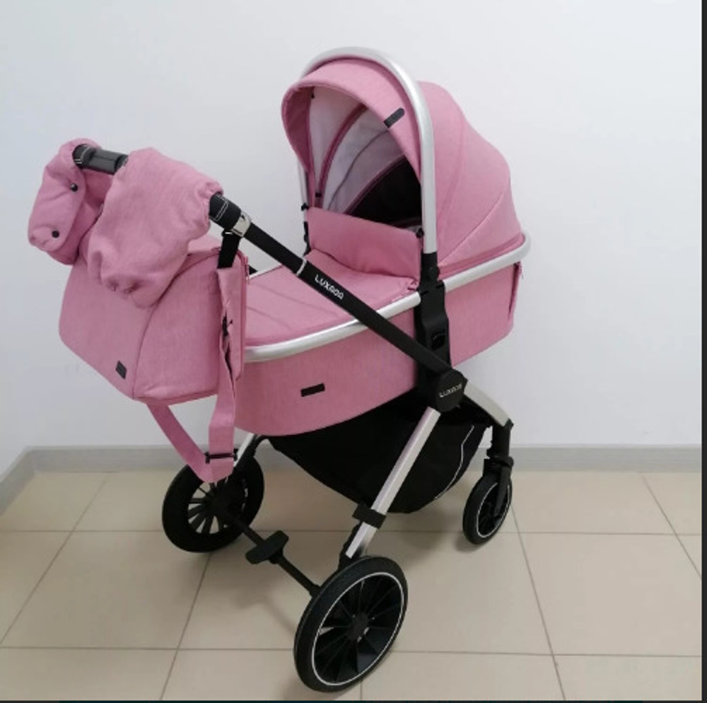Детская модульная 2в1 коляска Luxmom 750, / выдвижная ручка /розовый цвет