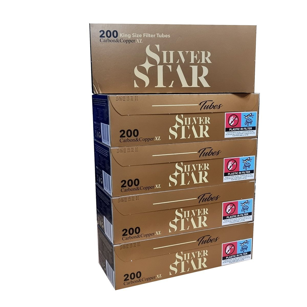 Комплект гильзы для сигарет "Silver Star" Dual Copper and Carbon Extra Long 24мм 5х200шт