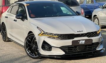 Сплиттер переднего бампера Kia K5 2020-2025 (тип 2) чёрный глянец