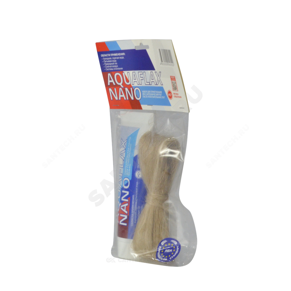 Набор для уплотнения резьбы лен (ЕВРО) 40гр+паста 270гр AQUAFLAX NANO 04055