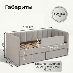 Кровать детская Полина с подсветкой с пультом управления