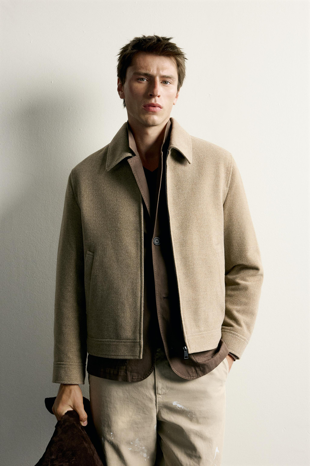ZARA КУРТКА КЛАССИЧЕСКОГО КРОЯ ИЗ ШЕРСТЯНОЙ ТКАНИ, СВЕТЛО-ЗЕЛЕНЫЙ