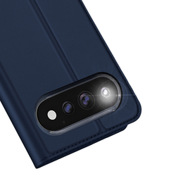 Чехол книжка из кожи синего цвета для Google Pixel 11 Pro XL, серия Skin Pro Series от Dux Ducis
