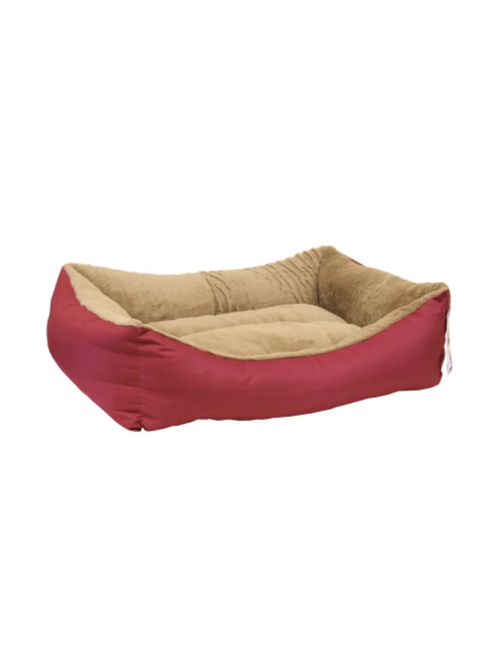 Лежанка LOOIE прямоугольная с мехом, M, 70*60*23см, красная