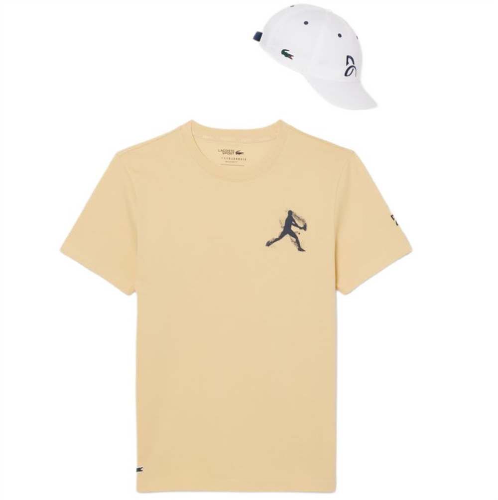 Мужская теннисная футболка Lacoste Tennis x Novak Djokovic Pack - soya/white