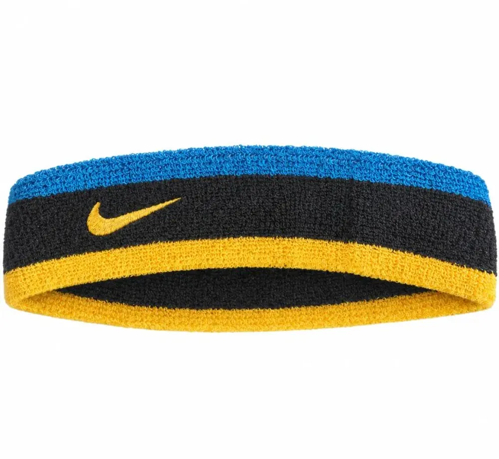 Повязка на голову теннисная Nike Swoosh Headband - black/green abyss/university gold