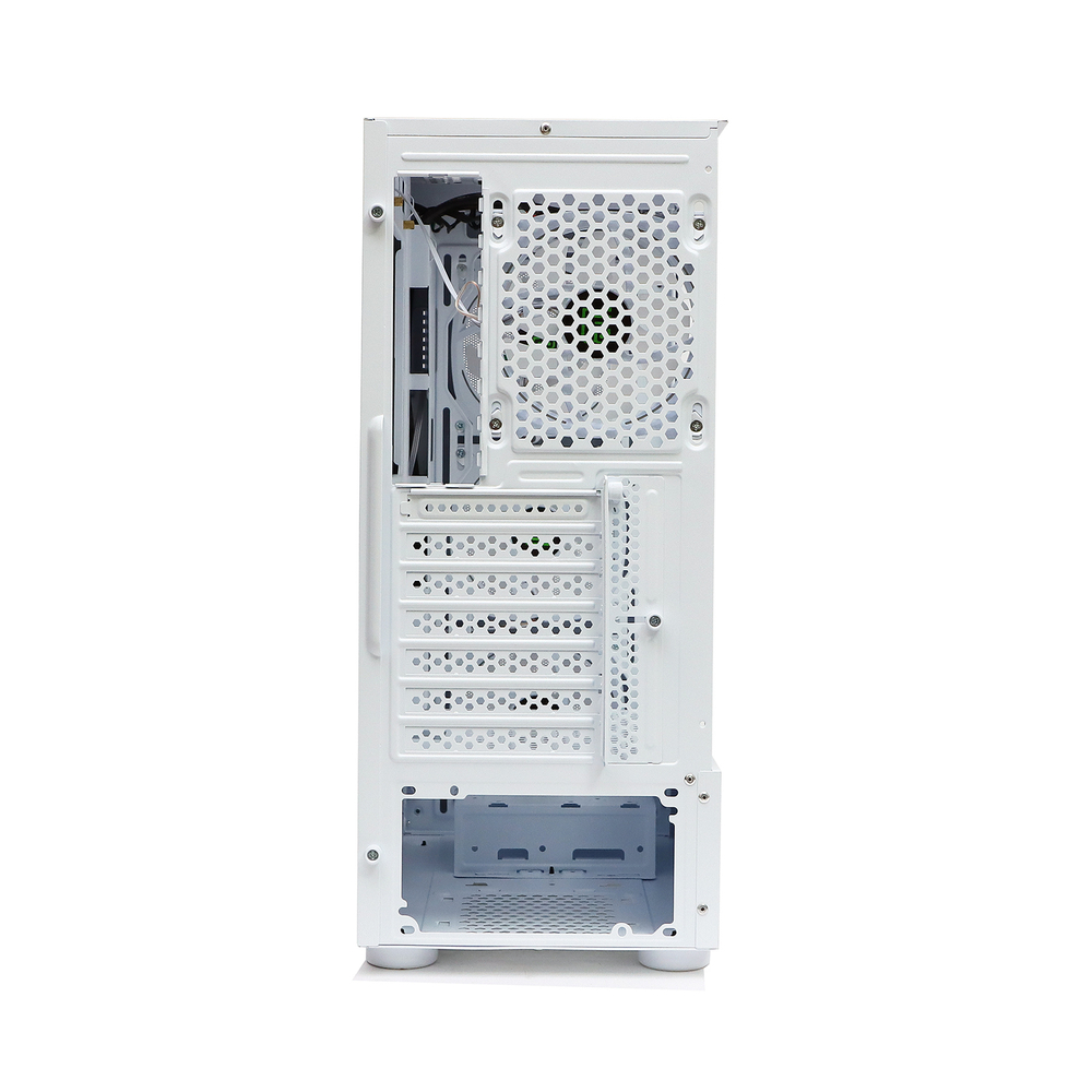 Корпус BaseTech eXtreme GFX-03, Без БП, ATX, белый, 4xFRGB FAN, 2xUSB2, 1xUSB3, бок: закалённое стекло (BT-GFX-03W-MESH-4F-RGB)