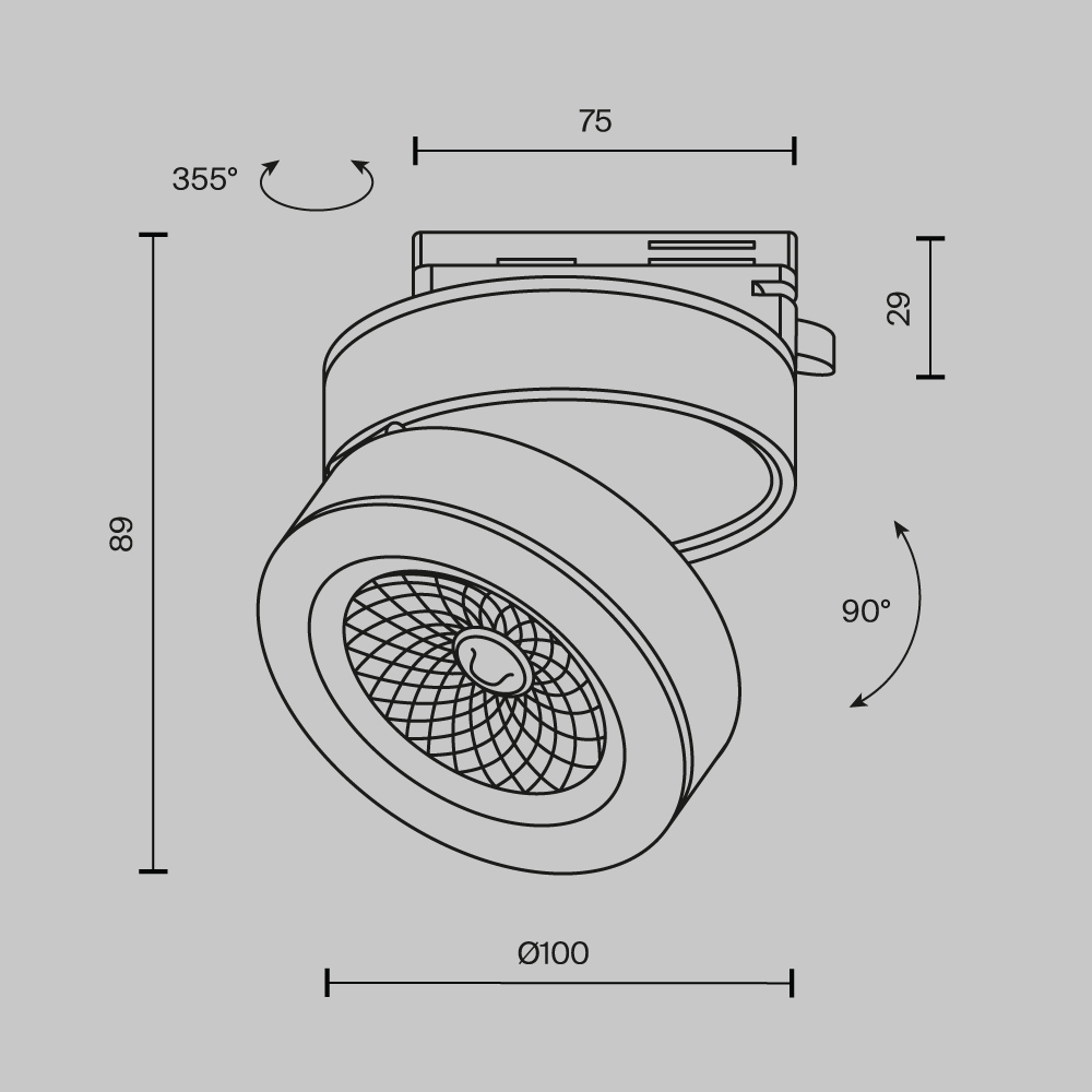 Трековый светильник Technical TR006-1-12W3K-B4K
