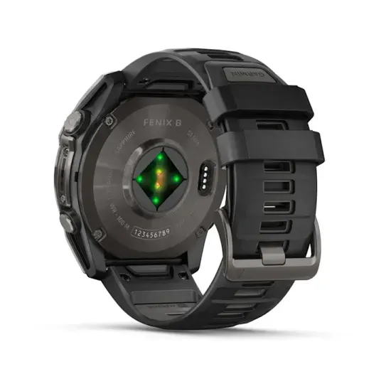Мультиспортивные GPS часы Garmin Fenix 8X (51 mm) AMOLED, Sapphire Carbon Gray DLC Titanium with Black/Pebble Gray Silicone 010-02905-21