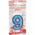 Свеча для торта Цифра Космос «9» 6 см