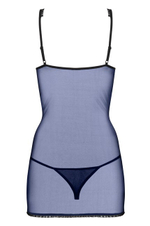 Синяя сорочка с кружевом на косточках Auroria Chemise SM (42-44) (Цвет: синий, голубой)