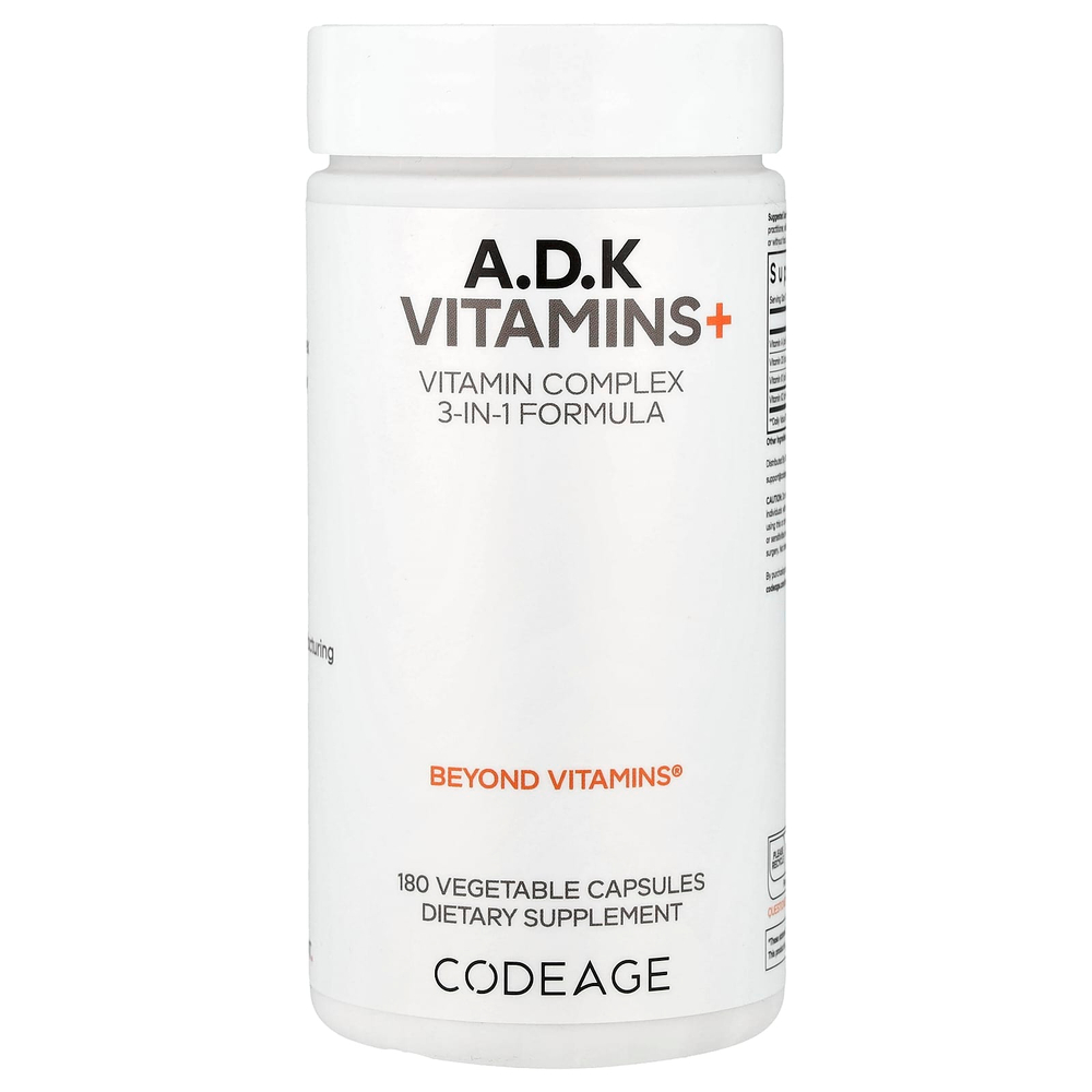 Codeage, витамины A, D, K+, 180 растительных капсул
