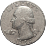 1/4 доллара. (Р) США. Медно-никель. 1984 год. VF