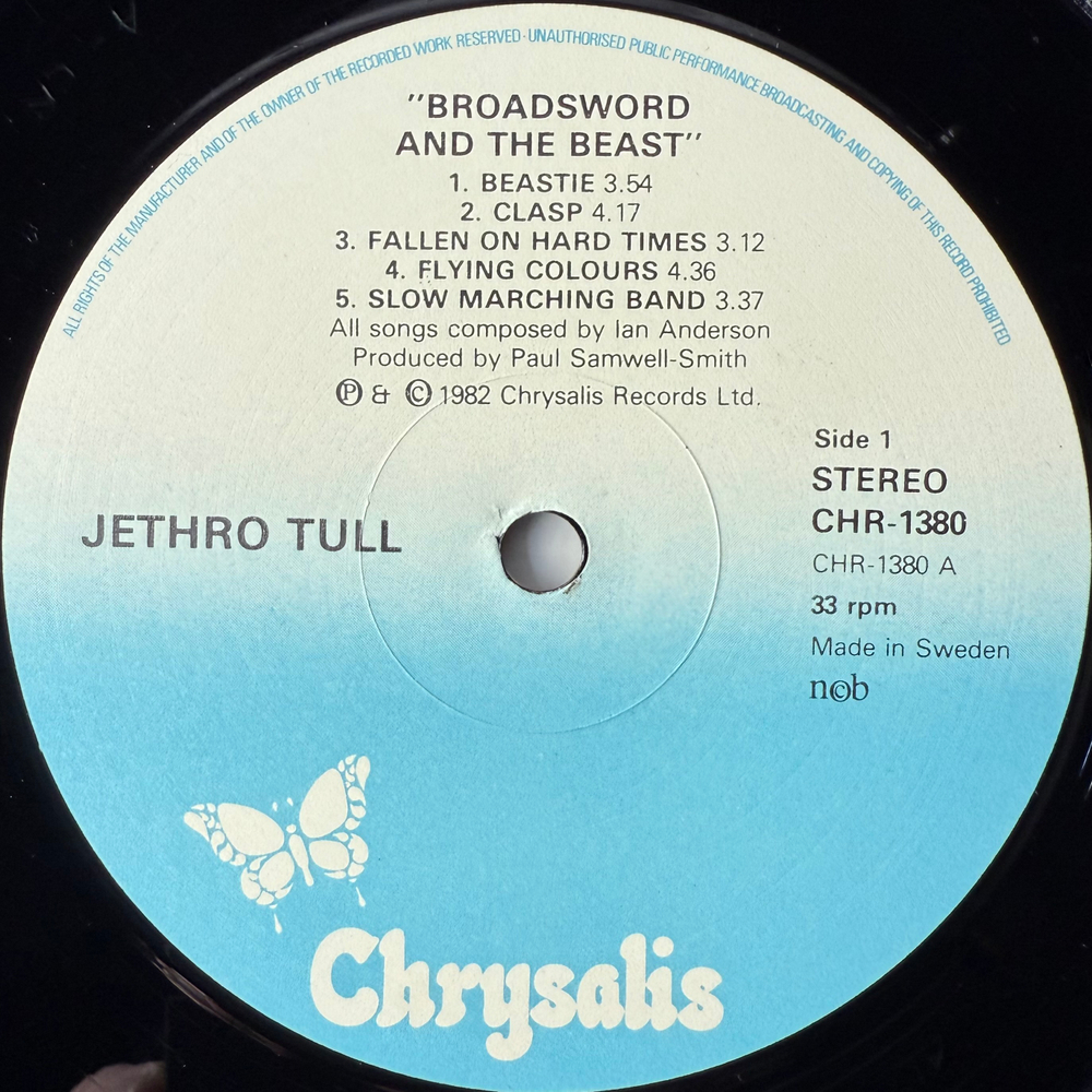 Jethro Tull ‎– The Broadsword And The Beast (Швеция 1982г.)