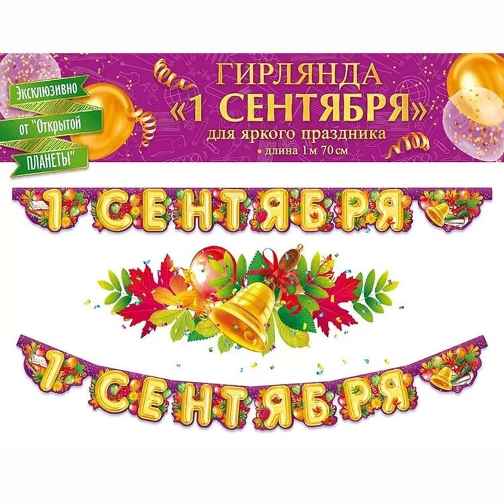 Гирлянда бумажная 1 сентября 170 см