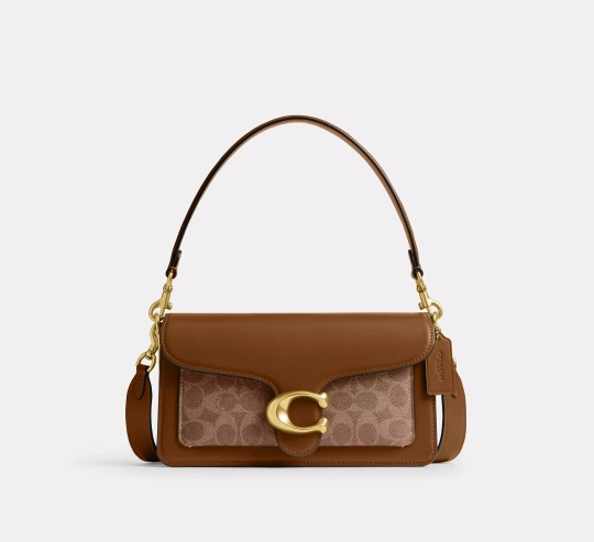 COACH СУМКА ЧЕРЕЗ ПЛЕЧО SIGNATURE CANVAS TABBY 26, КОРИЧНЕВЫЙ