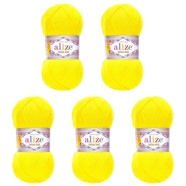 Пряжа Alize (Ализе) Cotton Gold / уп.5 мот. по 100 г, 330м, 110 желтый A