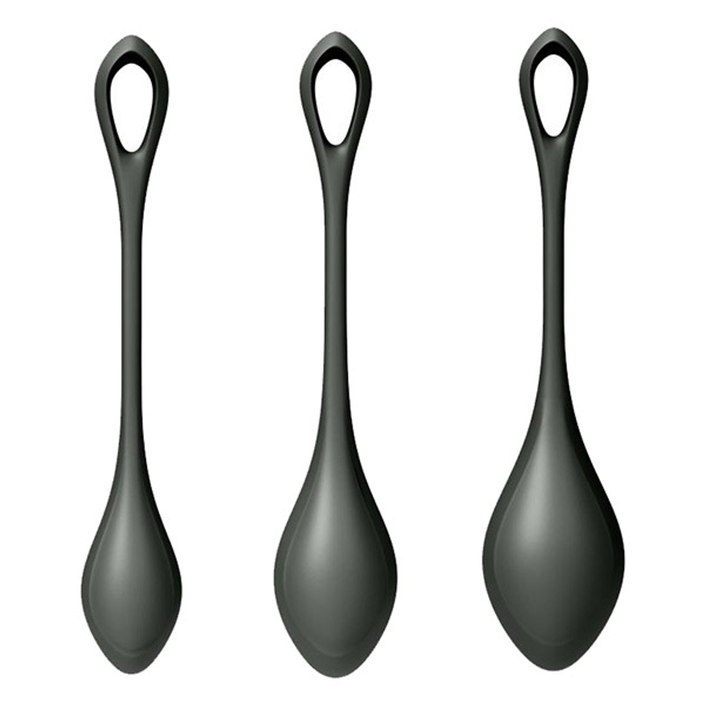 Набор из 3 черных вагинальных шариков 2см, 2,5см и 3см Satisfyer Yoni Power 2