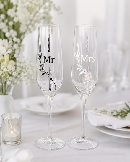 Свадебные бокалы для шампанского Mr, Mrs
