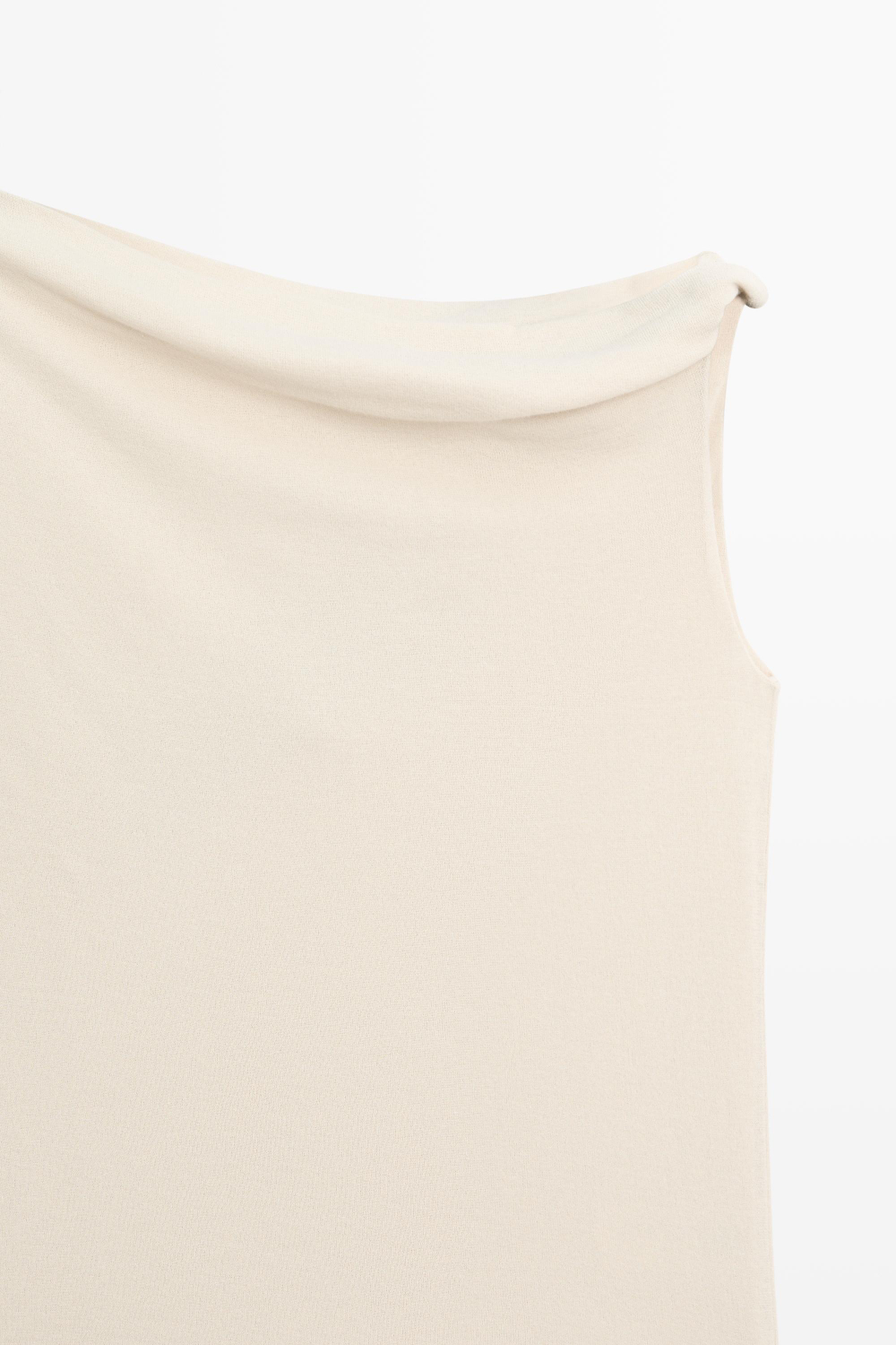 Massimo Dutti Топ асимметричного кроя со спущенными плечевыми швами, песочный