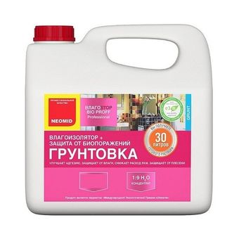 Фото Грунтовка Neomid ВлагоStop Bio Proff 3 л Грунтовка Neomid ВлагоStop Bio Proff 3 л