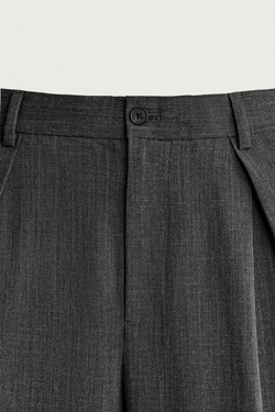 ZARA БРЮКИ RELAXED FIT СО СКЛАДКАМИ, СЕРЫЙ