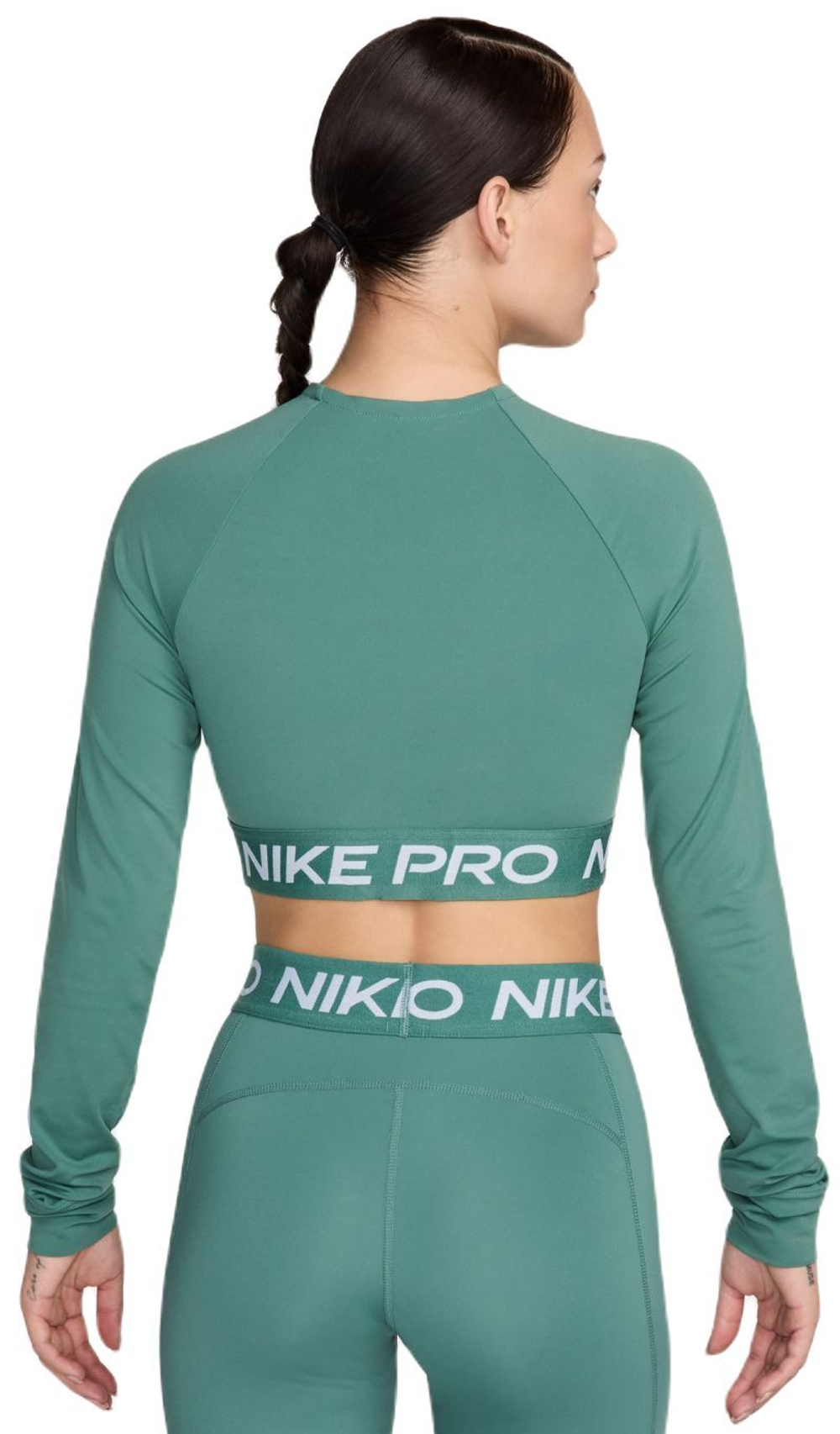 Женская теннисная футболка (Дл. Рукава) Nike Pro 365 Dri-Fit Cropped Long-Sleeve Top - bicoastal/white