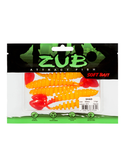 Приманка ZUB-SHAD  90мм(3,5")-5шт, (цвет 011) желтое тело - красный хвост