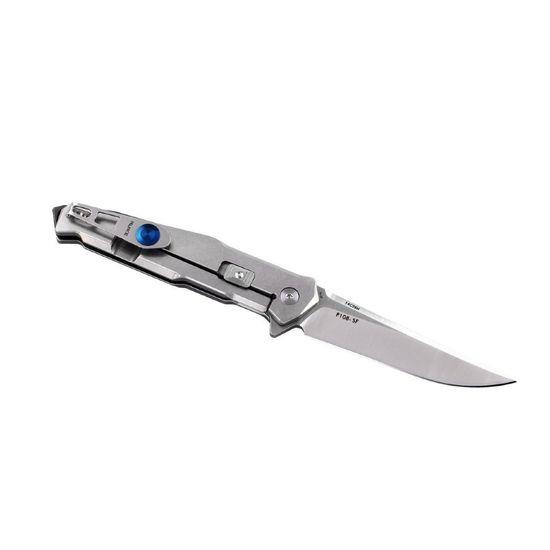Складной нож Ruike P108-SF серебряно-синий c клинком из стали Sandvik™ 14C28N, рукоять Stainless Steel